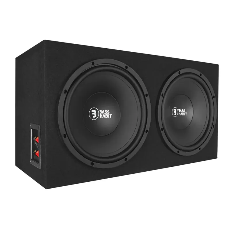Bass Habit Rebel Play 1000w Basspakke 2x12`` subwoofere i kasse og 1000W RMS monoforsterker