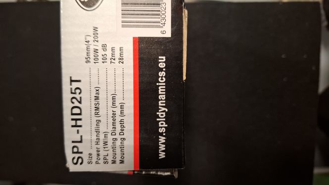 Hovedbilde SPL Dynamics SPL-HD25T. PAR. 95mm, 100wRMS / ...