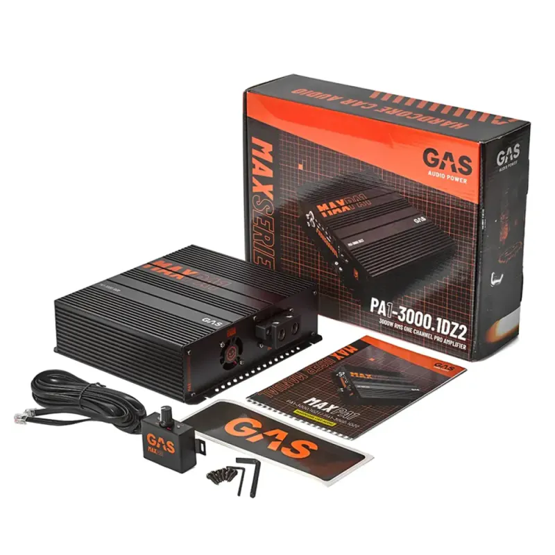 GAS MAX PA1-3000.1DZ2  Monoforsterker, 3000W RMS, 2 Ohm, fullfrekvens