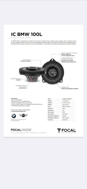 Hovedbilde FOCAL IC BMW 100L Coaxial Plug & Play
